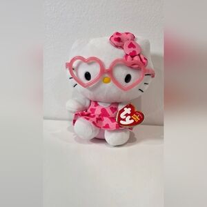 TY Beanie Babies 2013 HELLO KITTY Pink Heart Glasses Pink Dress Plush WITH TAG!